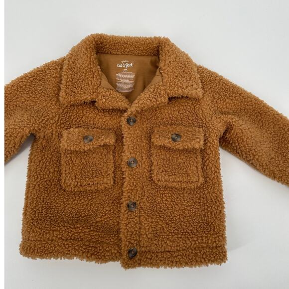 Cat & Jack Baby Faux Shearling Button Front Collared Chore Jacket 18 Months - Picture 3 of 7